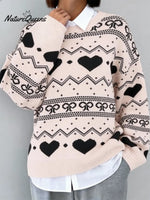 Women's Valentine's Day Heart Pattern Pullover Sweater