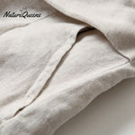 Cotton Linen Loose Semi - Elastic Cropped Pants