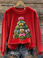 Women's Christmas Tree Art Print Flannel Sweatshirt