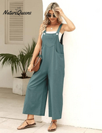 Women's Summer Cotton Linen Overalls �Adjustable & Relaxed Fit Jumpsuit