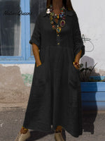 Women's Pocket Lapel Cotton Dress