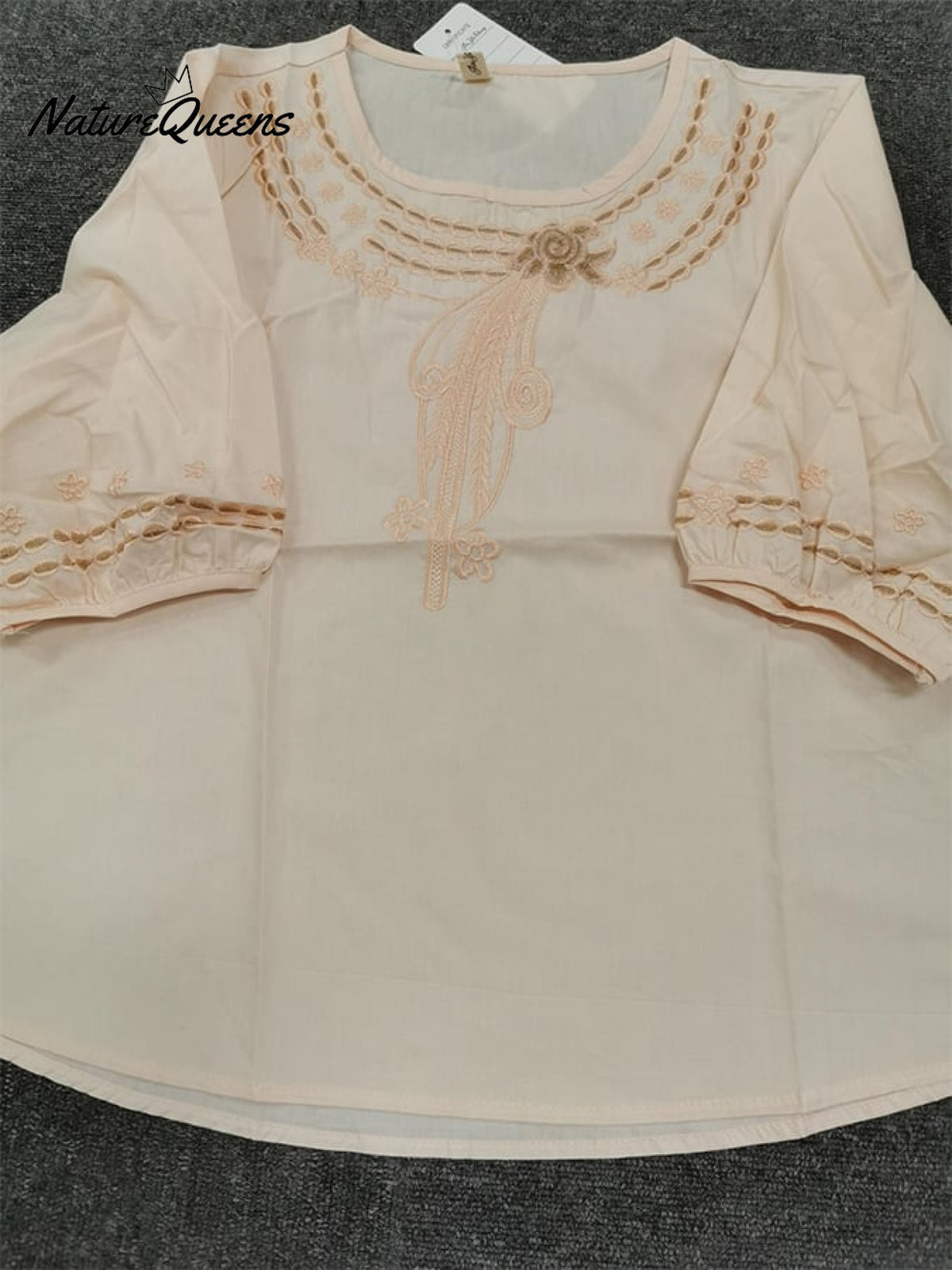Camisa retro de manga corta con bordado artístico