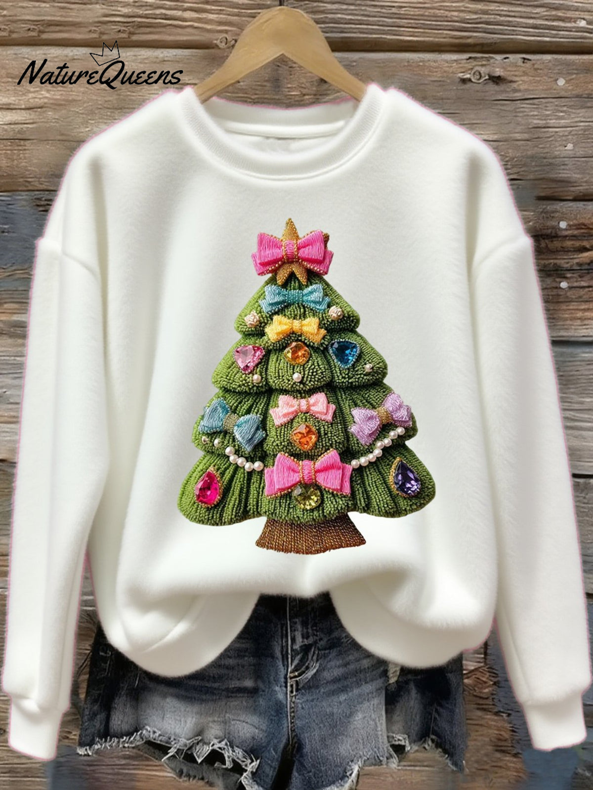 Women's Christmas Tree Art Print Flannel Sweatshirt