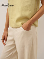 100% Linen Broad Elastic Waistband Pants TALIA