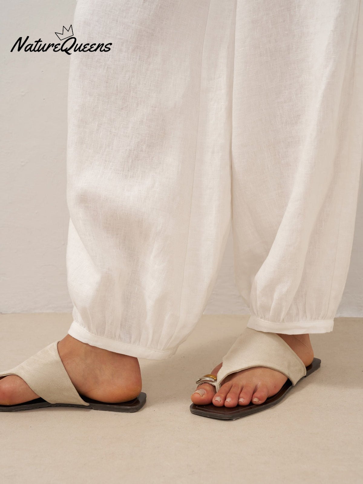 100% Linen Broad Elastic Waistband Pants TALIA