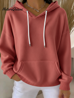 Women's Casual kint Jacquard Multicolor Hoodie