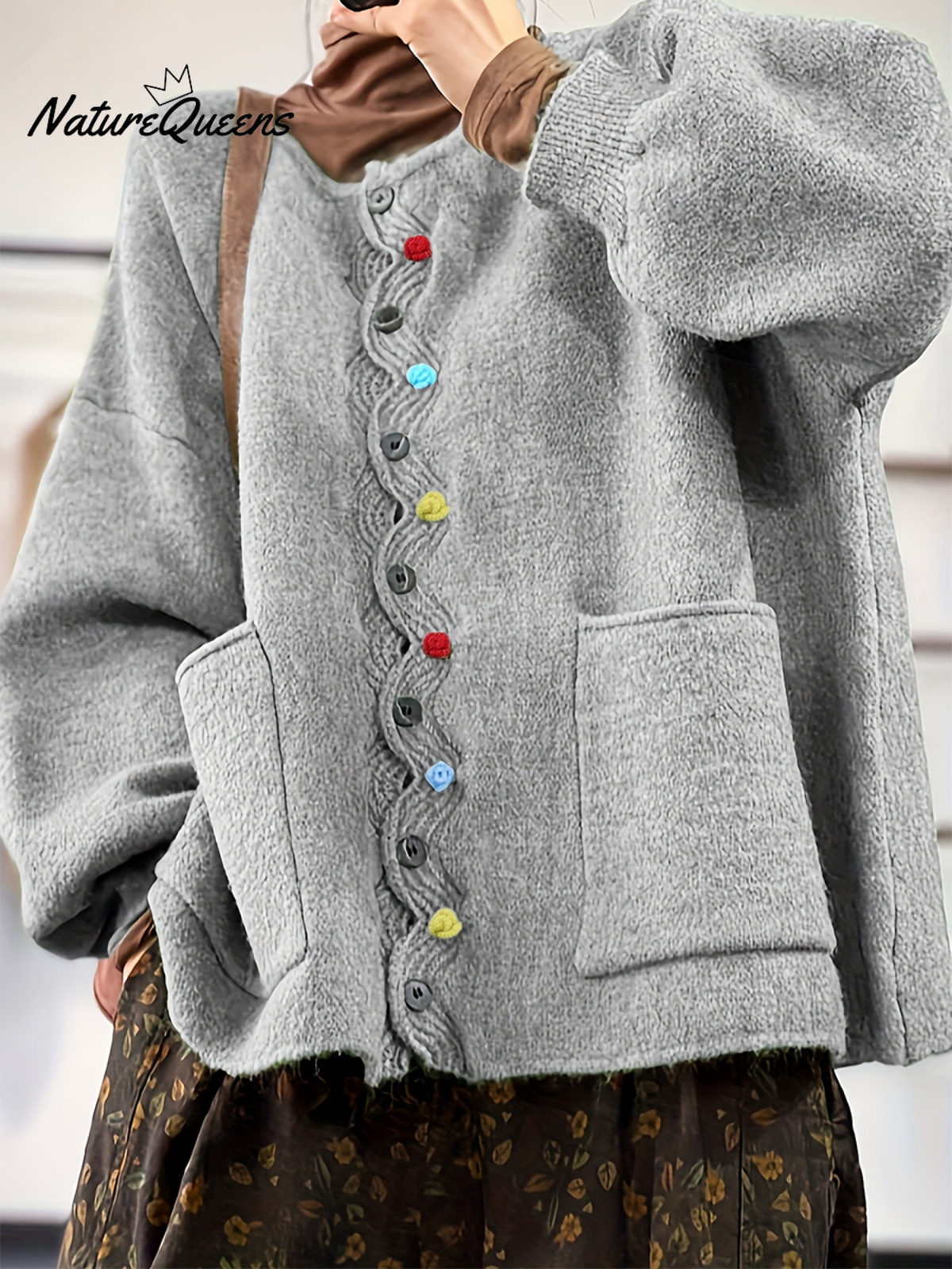 Colorful Button Thick Wool Loose Cardigan Sweater