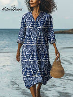 Women's Vintage Ethnic Pattern Art Print Cotton Dress