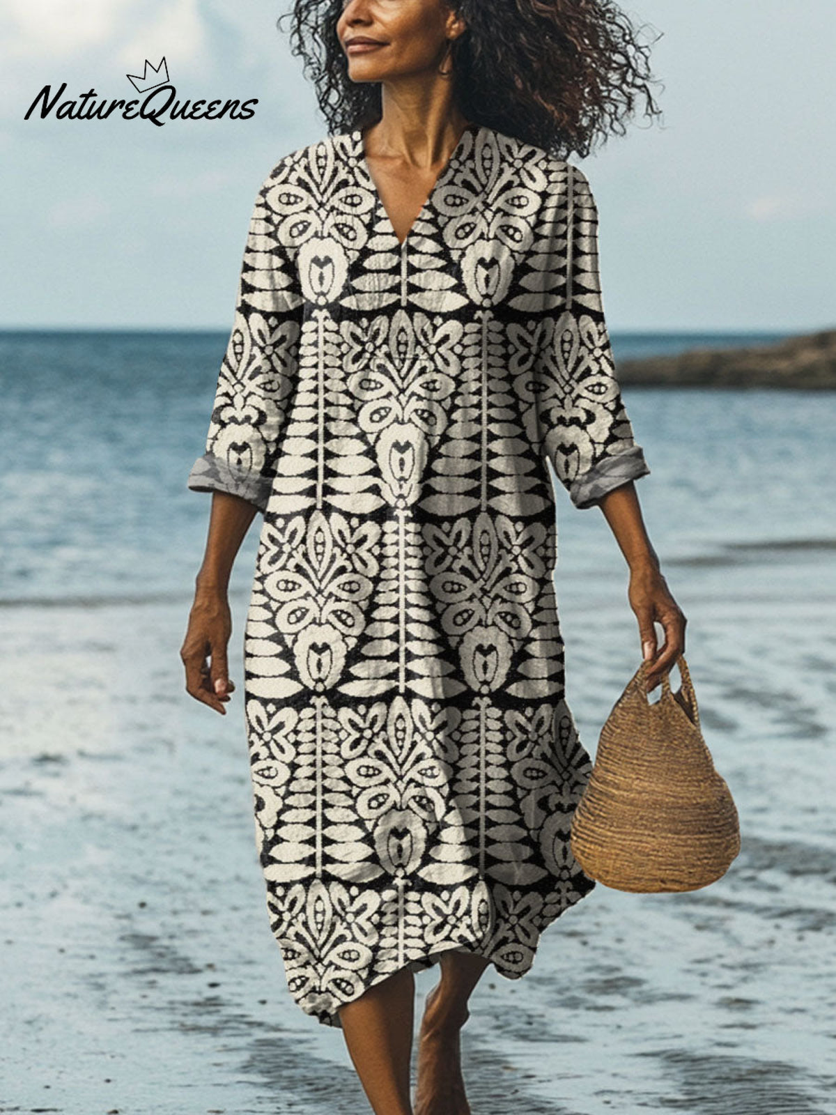 Women's Vintage Ethnic Pattern Art Print Cotton Dress