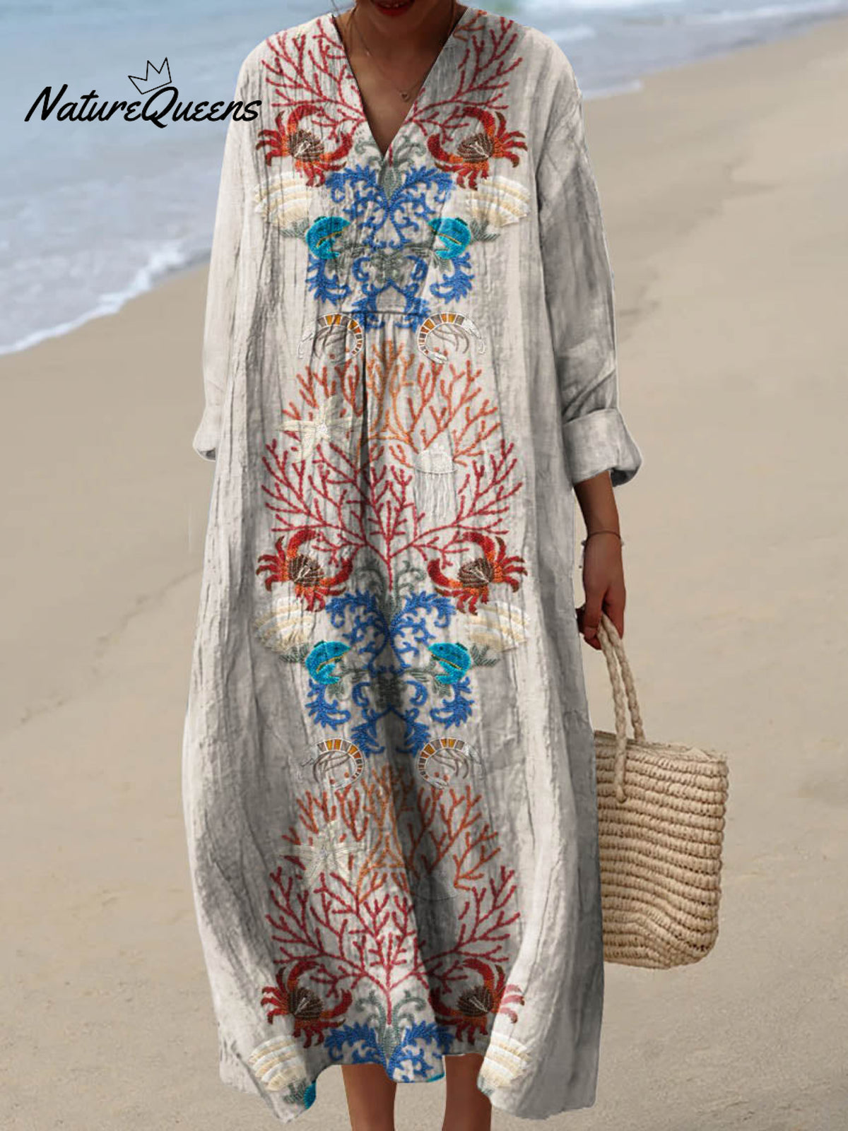 Women's Lovely Sea Life Pattern Art Print Cotton Dress