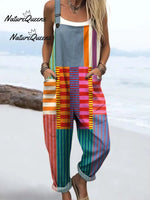 Women's Vintage Geometric Pattern Art Print Cotton Dress