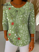 Women's Christmas Tree Pattern Art Print Buttoned Cardigan Sweater