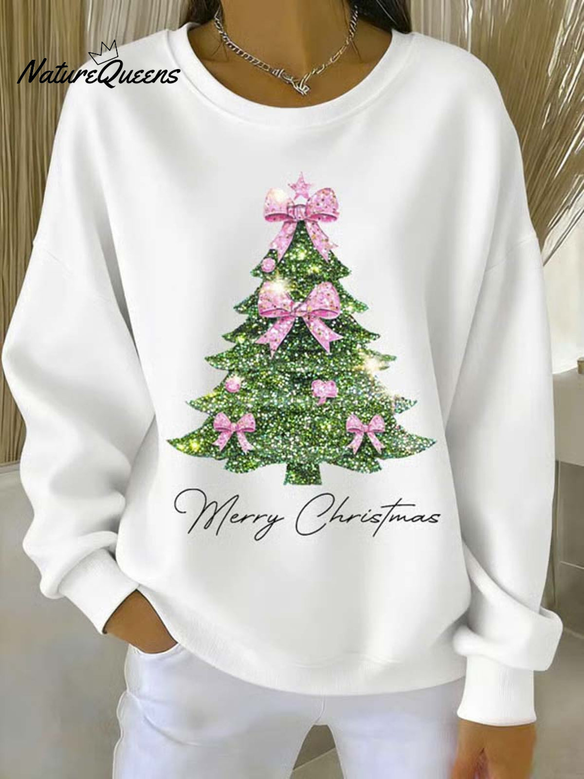 Women's Christmas Tree Art Print Casual Sweatshirt