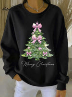 Women's Christmas Tree Art Print Casual Sweatshirt