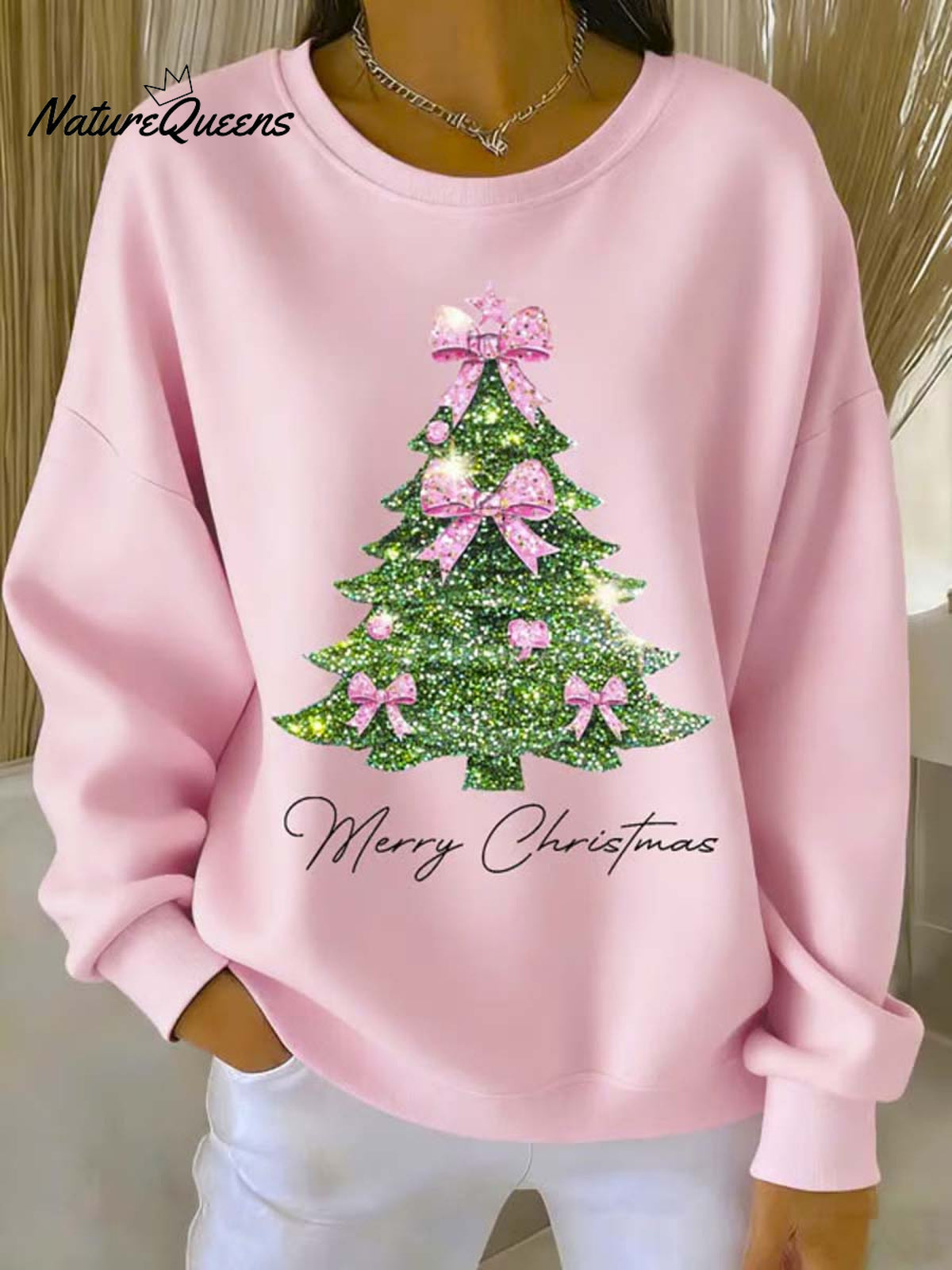 Women's Christmas Tree Art Print Casual Sweatshirt