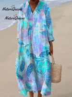 Women's Elegant Floral Pattern Cotton and Linen Top