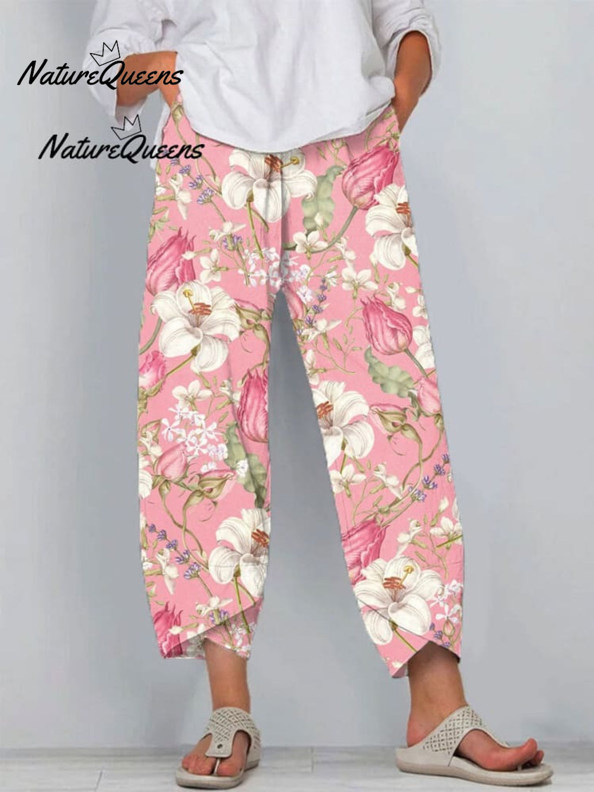 Women'sVintage Floral Art Print Casual Linen V-neck Shirt