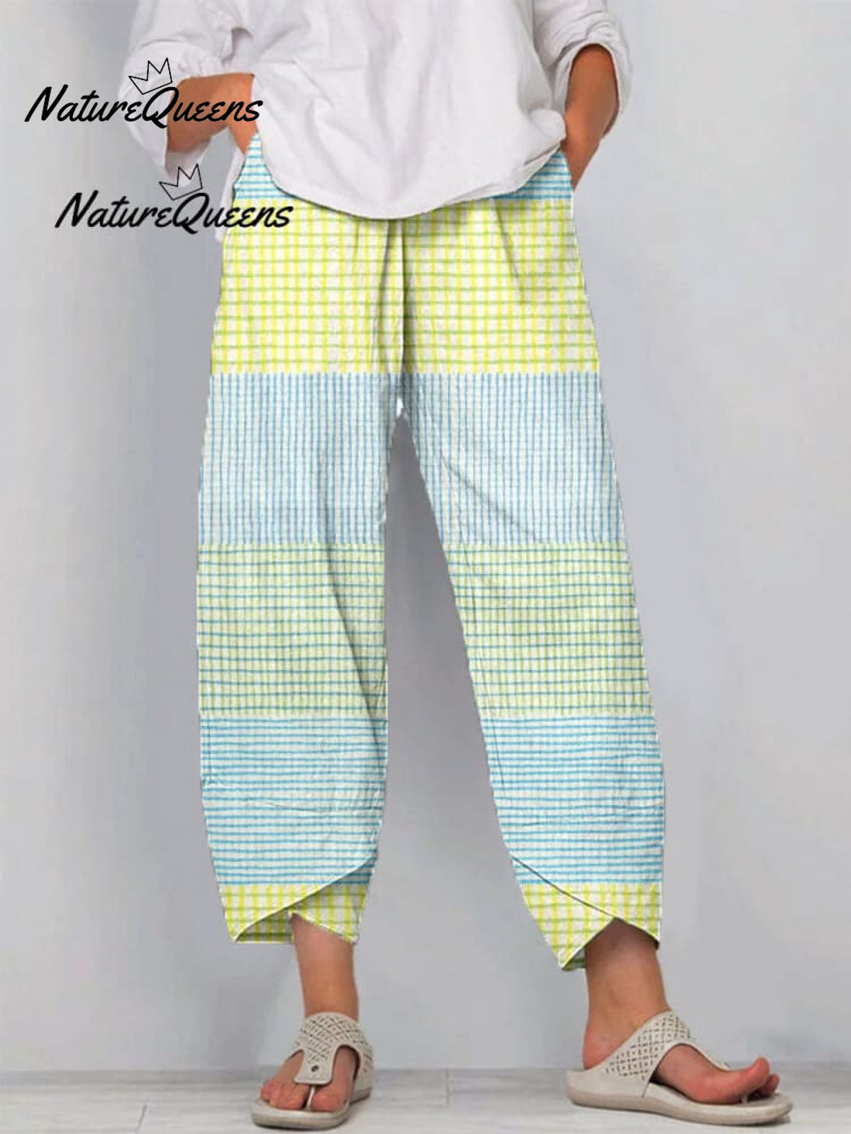 Women's Vintage Abstract Geometry Art Print Casual Linen V-neck Shirt