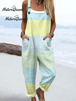 Women's Vintage Abstract Geometry Art Print Casual Linen V-neck Shirt