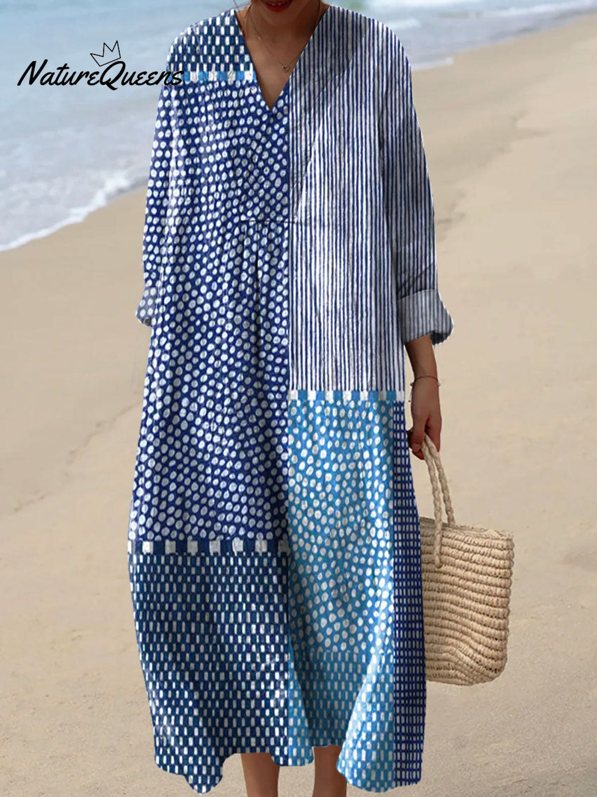 Women's Abstract Polka Dot Stripe Art Print Dress