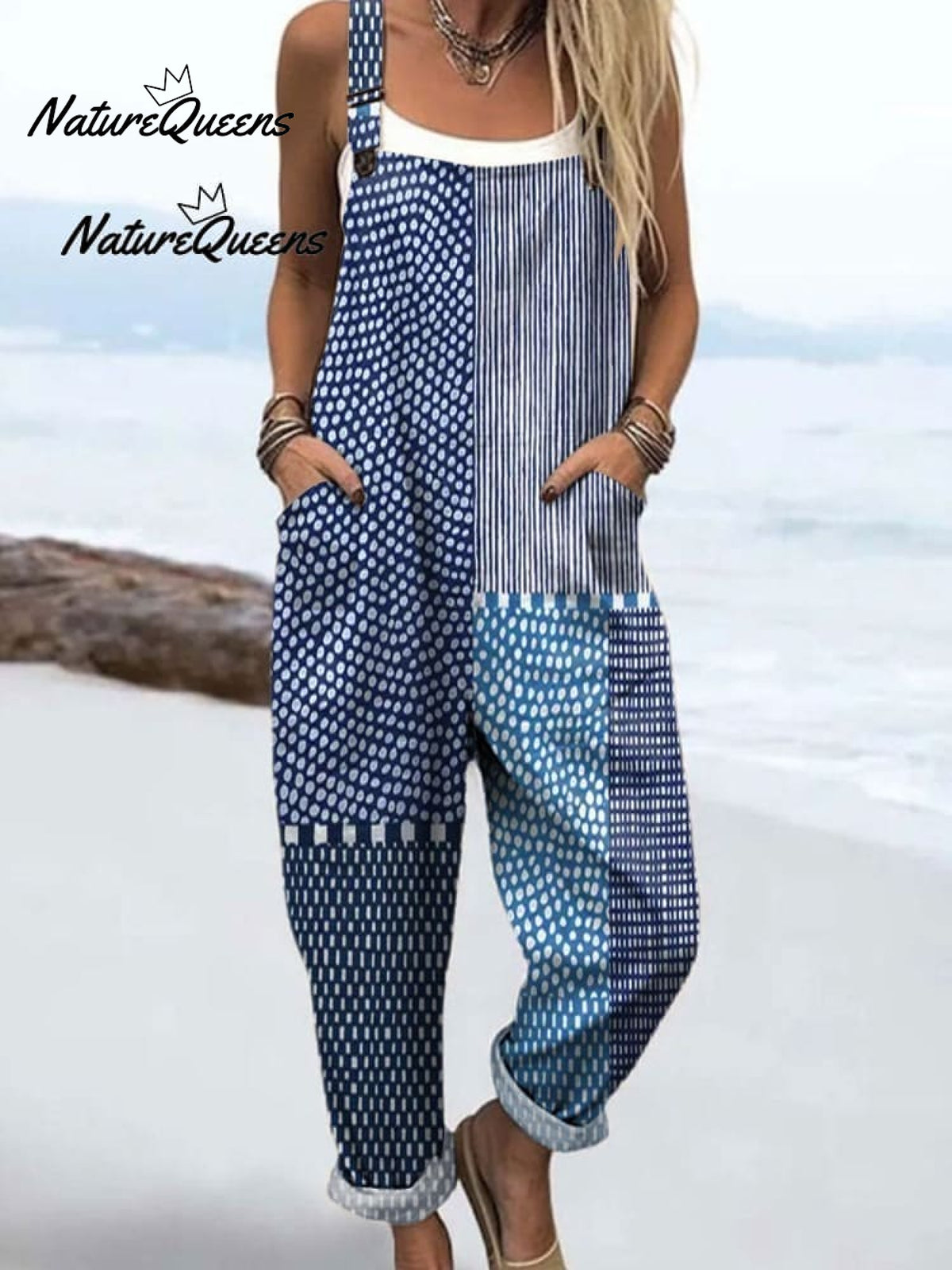 Women's Retro Polka Dot Art Print Casual Cotton And Linen Shirt