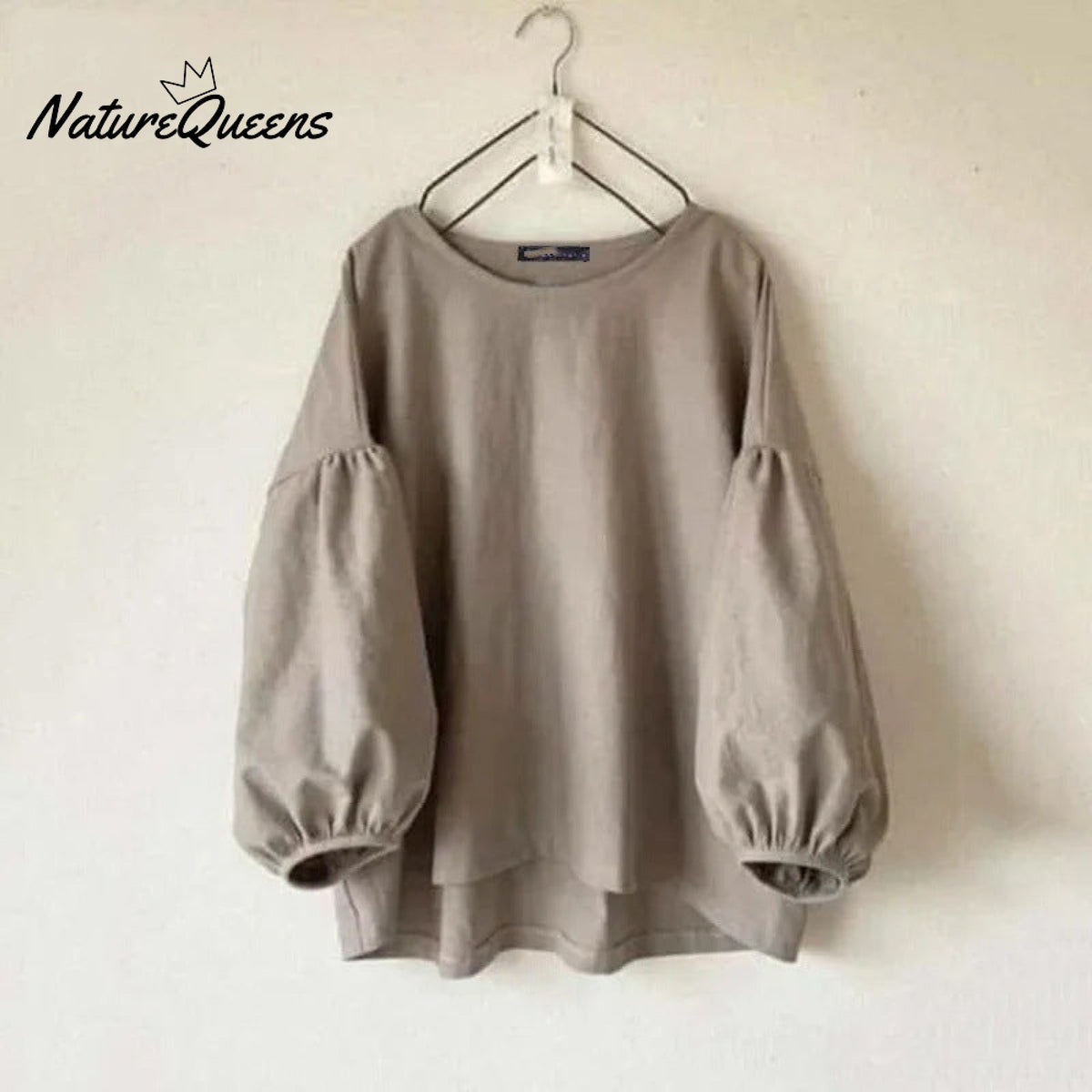 Women's casual round neck long sleeve loose retro shirt