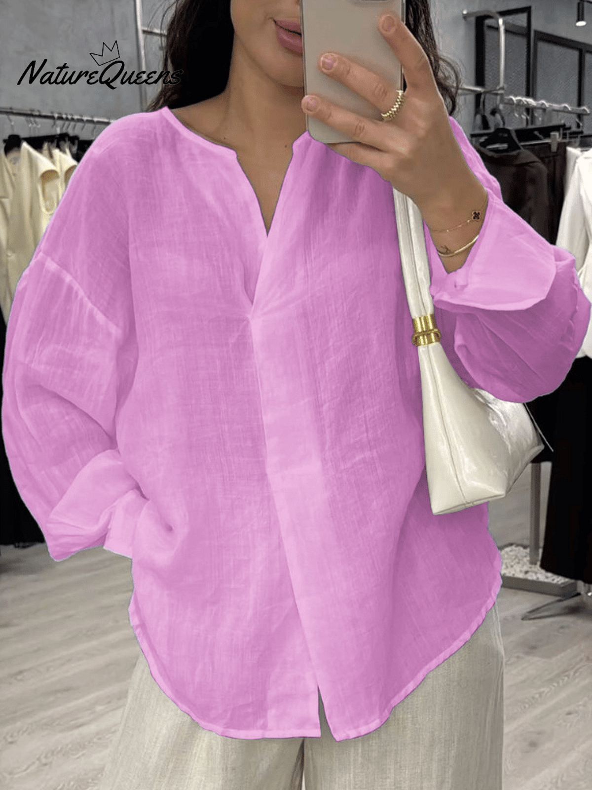 Women's Casual Solid Color Cotton Linen Shirt