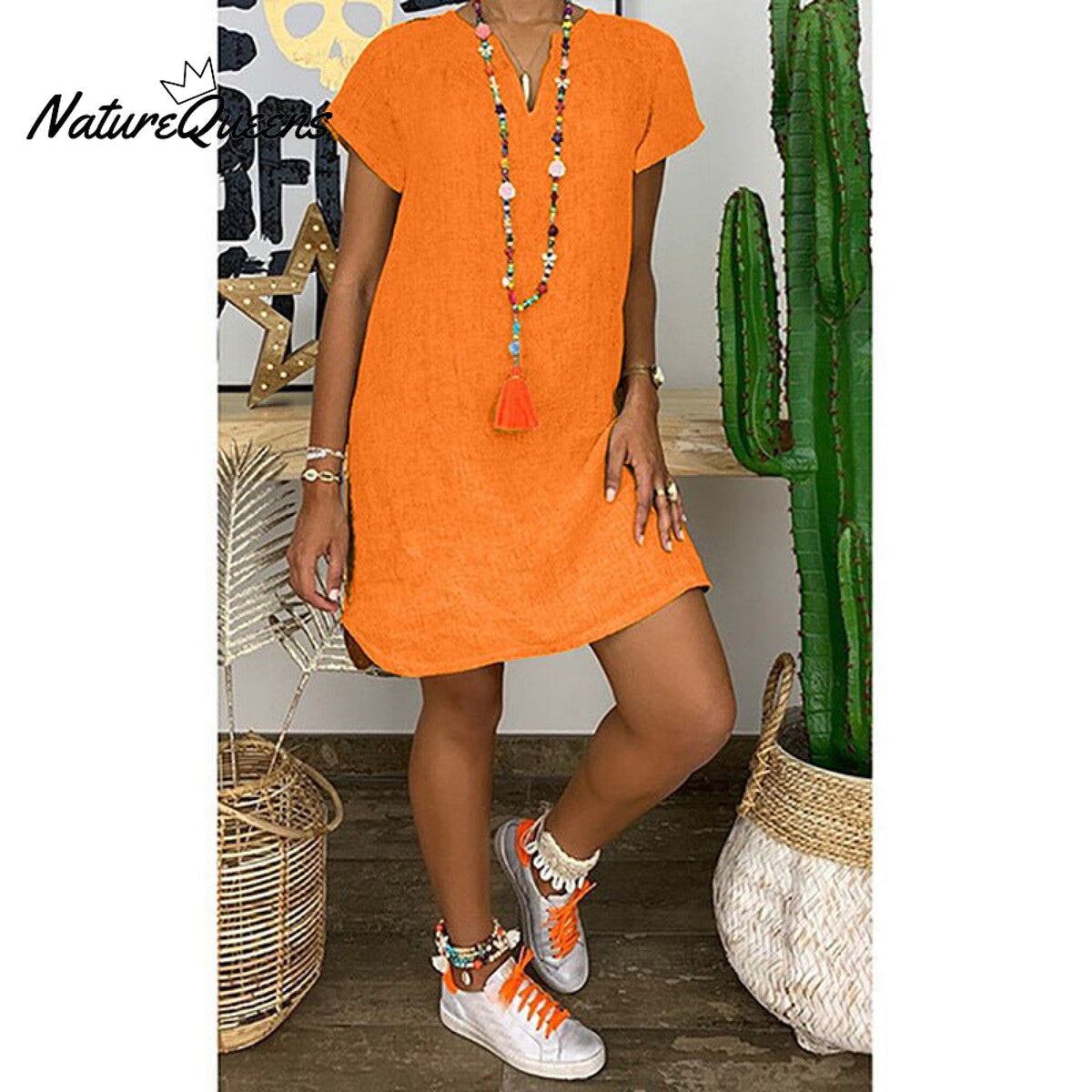 Mabel - Casual Dress | 50% Discount! Orange / S