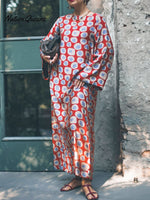 Artistic Polka Dot Print Satin Maxi Dress