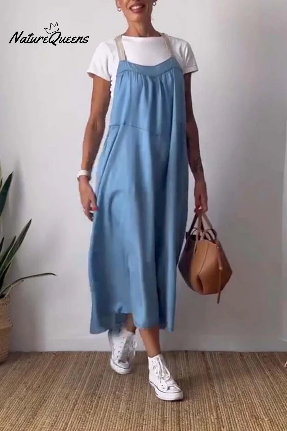 Women's Simple Cotton Linen Sling Dress🔥