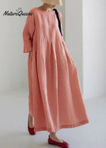 Apricot Cotton Dresses Pockets Patchwork Spring Pink / S(Fit For Eu 38 - 40 Us 6 - 8 Uk/Au 10 - 12