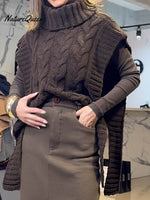 Women's Solid Color Turtleneck Short Sleeve Casual Lace-Up Sweater