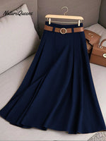 Women's Solid Color High Waist A-Line Casual Skirt