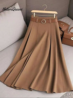 Women's Solid Color High Waist A-Line Casual Skirt