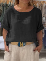 Women's Front and Back Two-way Casual Cotton And Linen Short Sleeve Shirt