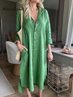 Women's Cotton and Linen Shirt Dress