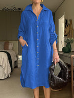 Women's Cotton and Linen Shirt Dress
