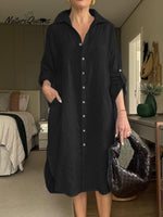 Women's Cotton and Linen Shirt Dress