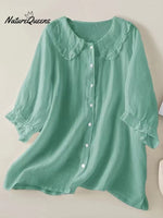 Women‘s Peter Pan Collar Cotton Shirt