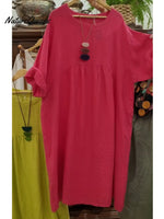 Women's Pocket Cotton and Linen Dress