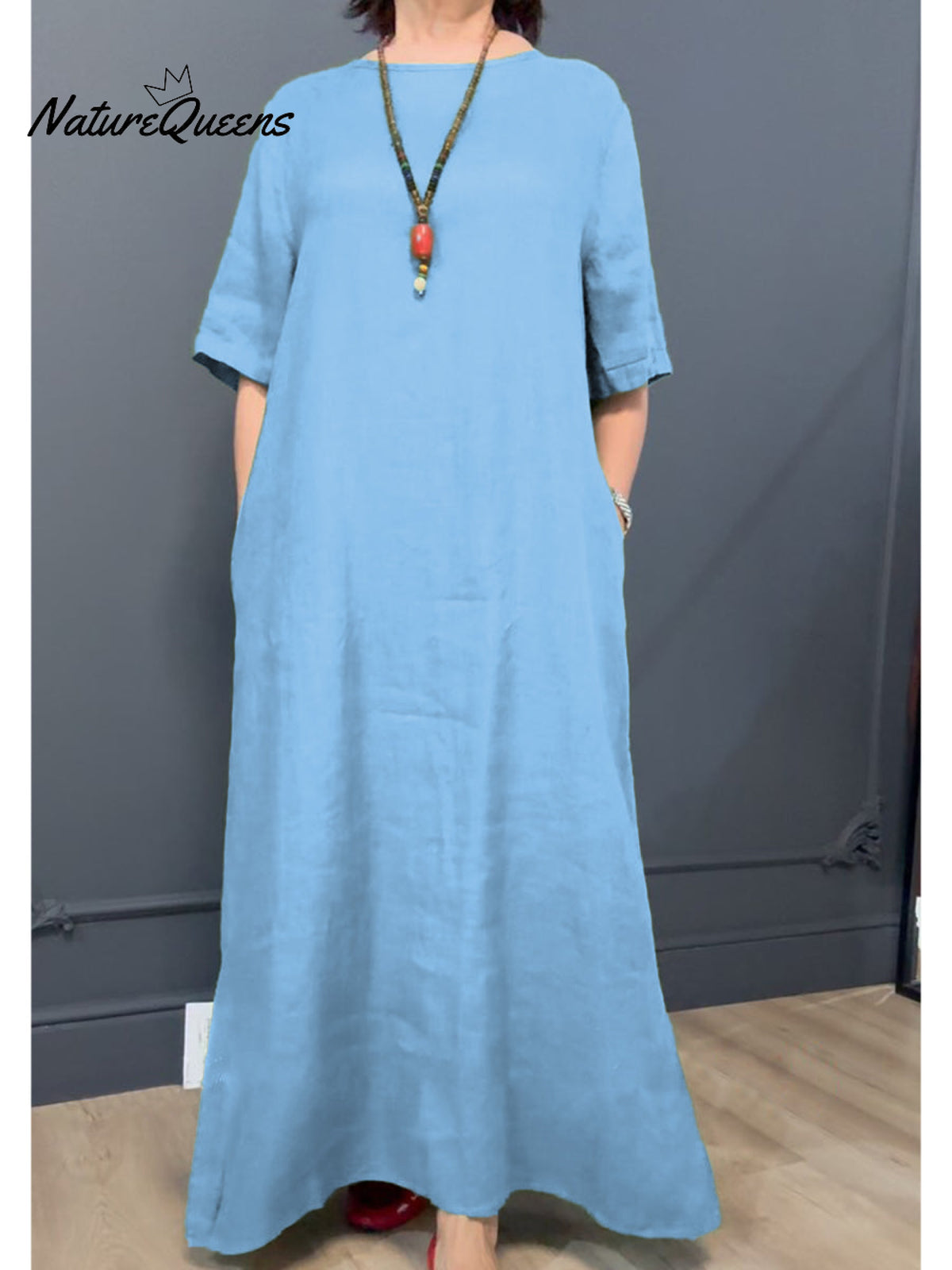 Women's Casual Cotton and Linen Dress