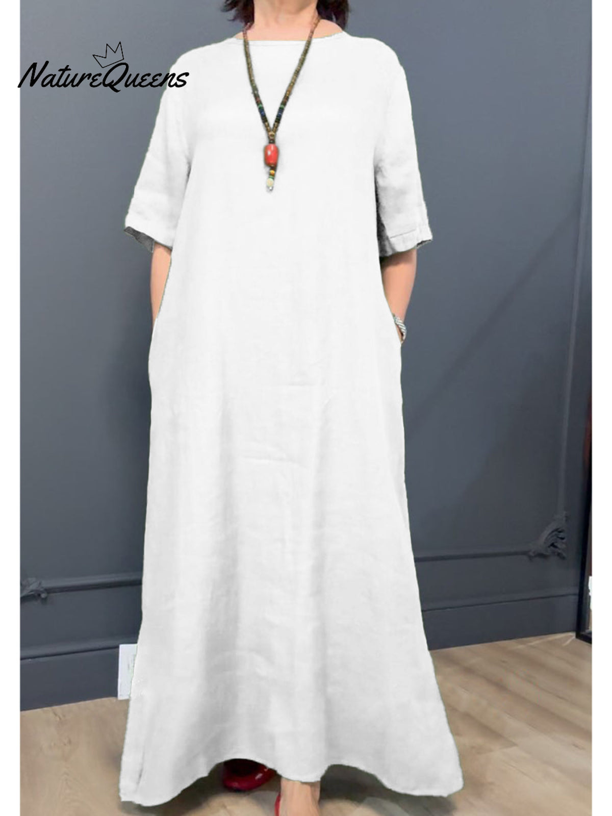 Women's Casual Cotton and Linen Dress