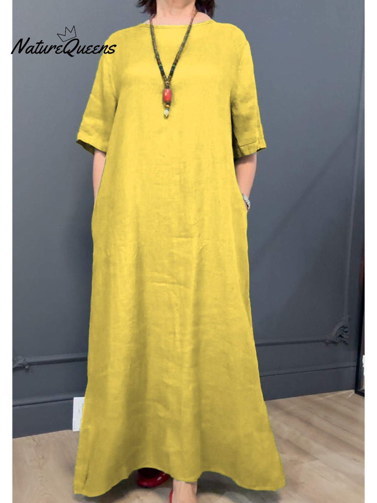 Women's Casual Cotton and Linen Dress