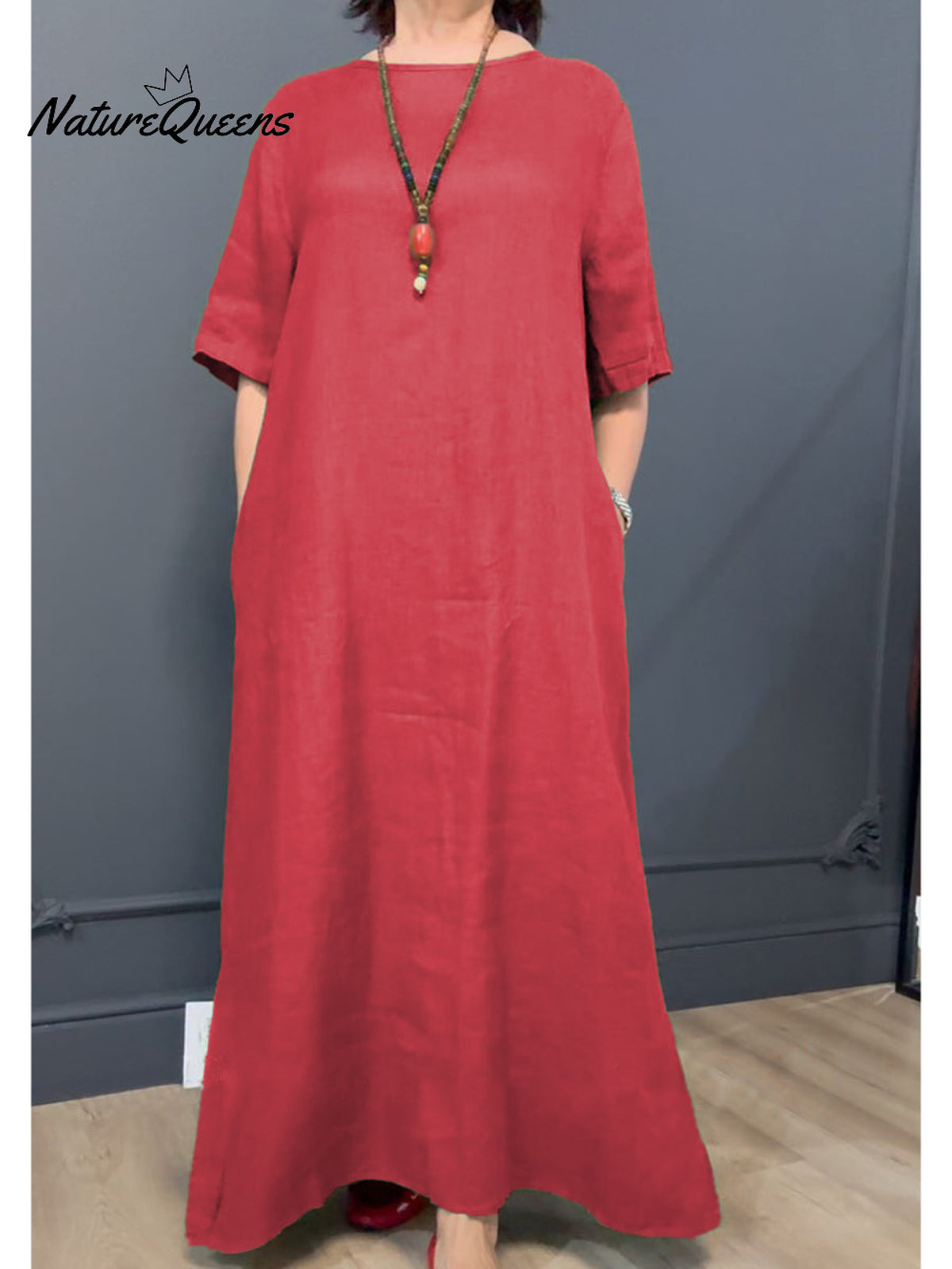 Women's Casual Cotton and Linen Dress