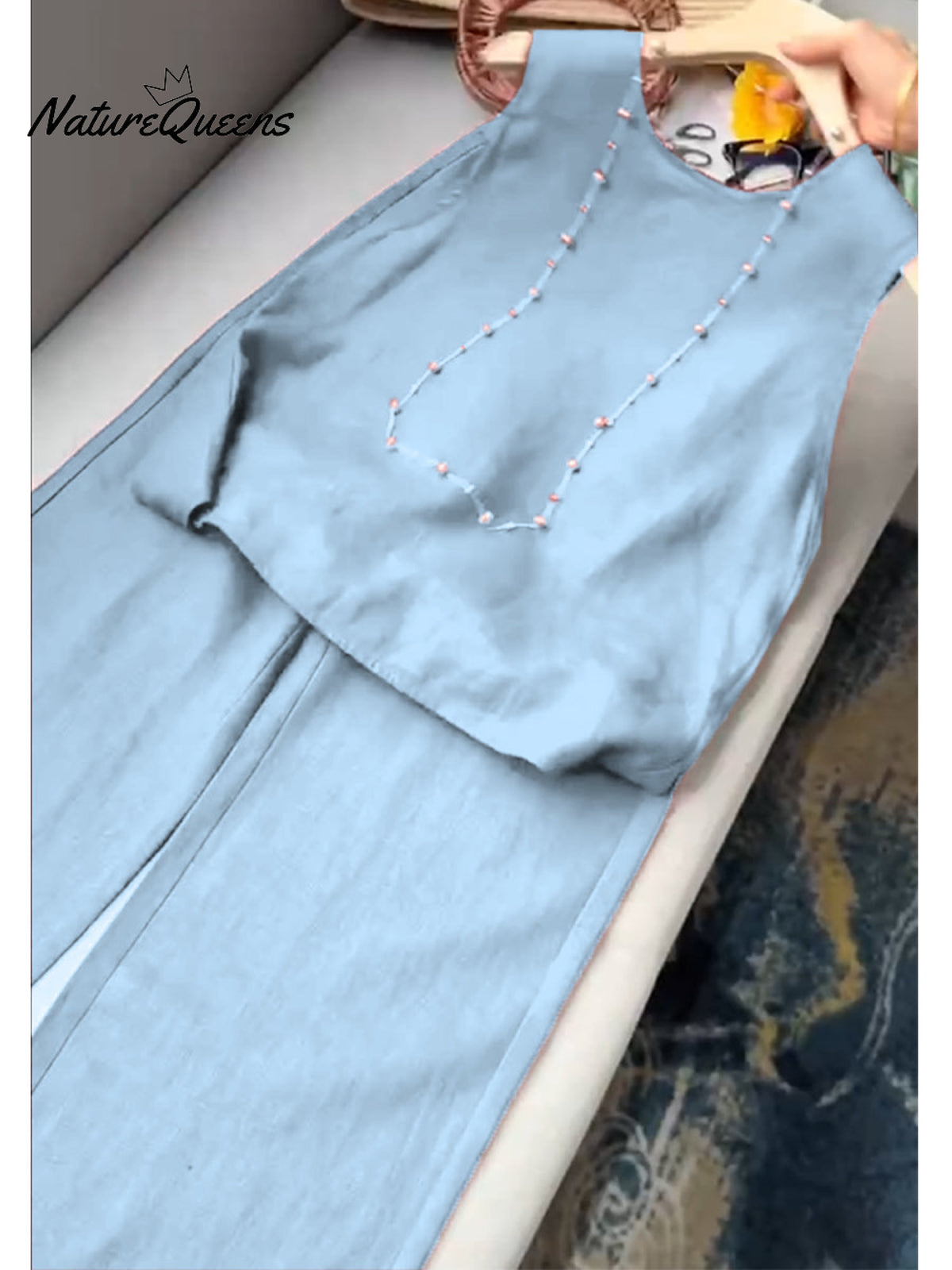 Women's Cotton And Linen Casual Vest and Pants Set