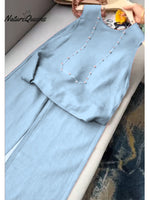 Women's Cotton And Linen Casual Vest and Pants Set