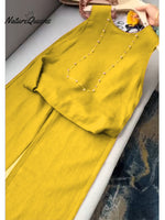 Women's Cotton And Linen Casual Vest and Pants Set