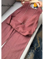 Women's Cotton And Linen Casual Vest and Pants Set