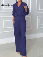 Women's Cotton And Linen Shirt and Pants Set