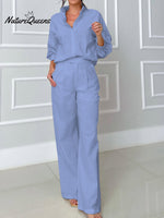 Women's Cotton And Linen Shirt and Pants Set